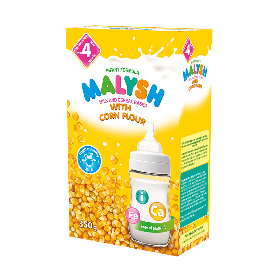 Milk and cereal based infant formula with corn flour