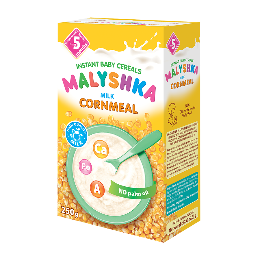 Milk cereals for baby and diet food, dairy, corn - a product of supplementary feeding from 5 months of age of the child