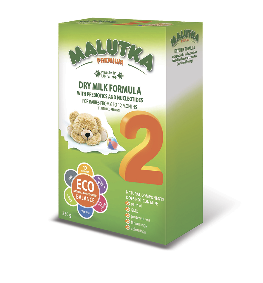 Infant milk formula with prebiotics and nucleotides for babies from 6 months to 12 months (further nutrition) «Malutka premium 2»